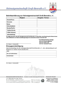 Heimatgemeinschaft Groß-Benrath e.V. - Mitgliedsantrag