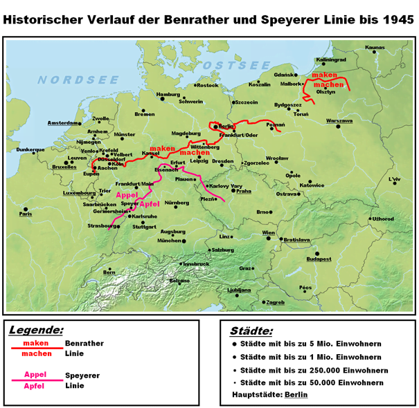 Historischer Verlauf der Benrather und Speyerer Linie bis