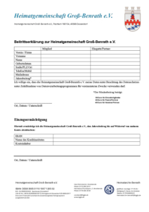 Heimatgemeinschaft Gross Benrath e.V. Mitgliedsantrag
